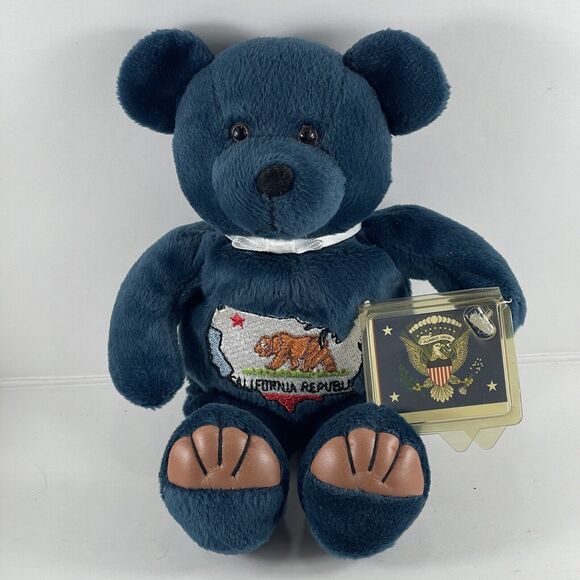 Bear Plush California Patriotic 9" Embroidered Blue Gipper President Reagan 2000 - Picture 1 of 9
